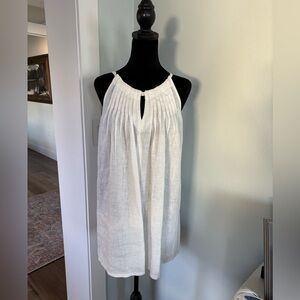 Yuvita linen size small white line halter neck tunic top EUC